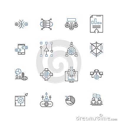 Coordination line icons collection. Collaboration, Organization, Cooperation, Management, Integration, Connection, Unity Vector Illustration