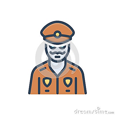 Color illustration icon for Cop, policeman and security Cartoon Illustration