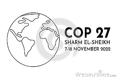 UN Climate Change Conference 2022 UNFCCC COP 27 vector banner design with planet outline color icon. International Vector Illustration
