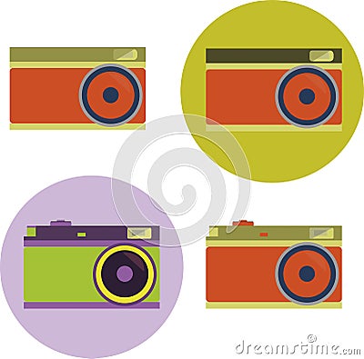 Stickers drawing by computer of different types of camera for illustrations, graphics and more graphic resources Vector Illustration