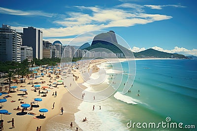 Copacabana beach in Rio de Janeiro, Brazil, South America, Copacabana beach in Rio de Janeiro, Brazil, Copacabana beach is the Stock Photo