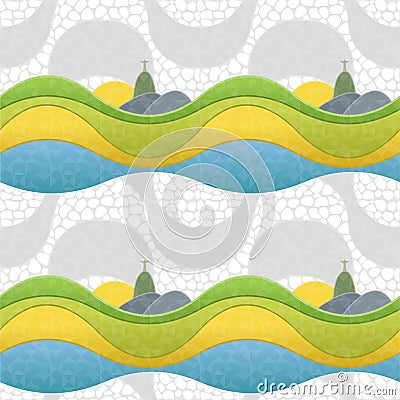 Copacabana beach sidewalk mosaic. Vector Illustration