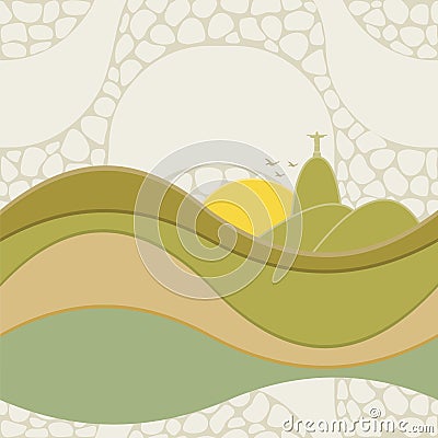 Copacabana beach sidewalk mosaic. Vector Illustration