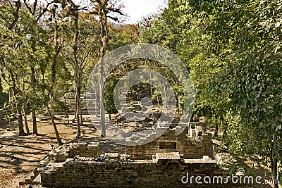Copan, Honduras, Central America: antique sites temple, pyramid in Copan. Editorial Stock Photo