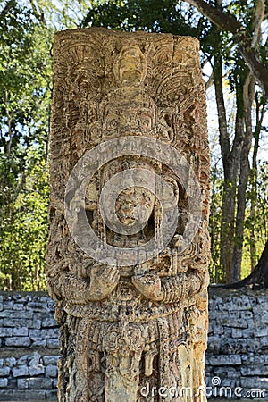 Copan, Honduras: stela of maya ruler in Copan Editorial Stock Photo