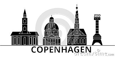 Copenhagen architecture vector city skyline, travel cityscape with landmarks, buildings, isolated sights on background Vector Illustration