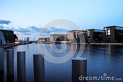 Copenhagen canal at sunset Stock Photo