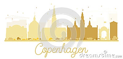 Copenhagen City skyline golden silhouette. Cartoon Illustration