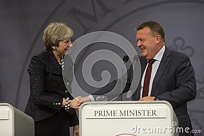 Theresa May Visits Danish Prime Minister in Copepenhagen Editorial Stock Photo