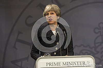 Theresa May Visits Danish Prime Minister in Copepenhagen Editorial Stock Photo