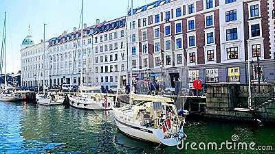 #copenhagen #denmark #canal #boat #city #europe #yacht Editorial Stock Photo