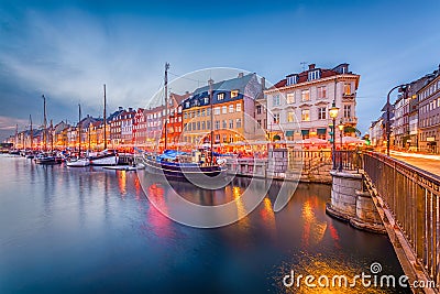 Copenhagen, Denmark Canal Skyline Stock Photo