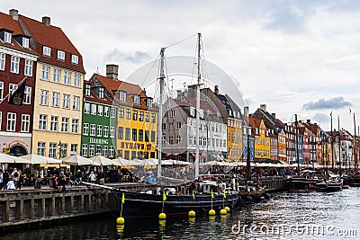 COPENHAGEN, DENMARK - CIRCA 2016 - Nyhavn is a 17th-century waterfront, canal and entertainment district in Copenhagen Editorial Stock Photo