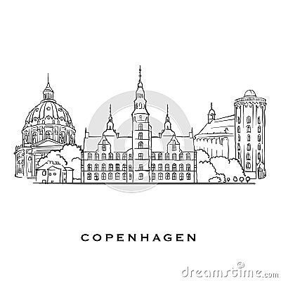 Copenhagen Denmark famous architecture Vector Illustration