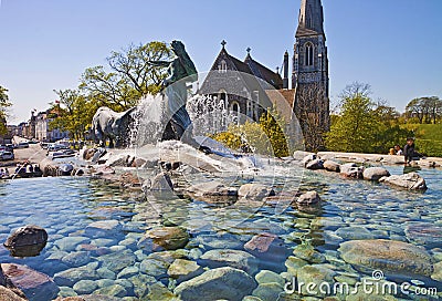 Copenhagen, Denmark - Gefion Fountain, the largest fountain of t Editorial Stock Photo