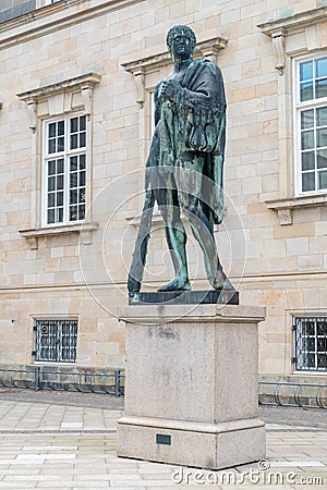 A bronze cast of Bertel Thorvaldsen`s Herkules. Bronze statue of Hercules in Copenhagen Editorial Stock Photo