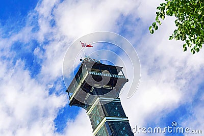 Copenhagen. Denmark. July 30, 2019: The observational tower of the zoo in Copenhagen. Bottom View. Stock Photo