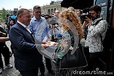 Prime minister on elections compaign on stroeget Editorial Stock Photo