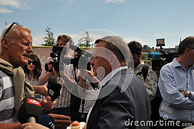 Prime minister on elections compaign on stroeget Editorial Stock Photo