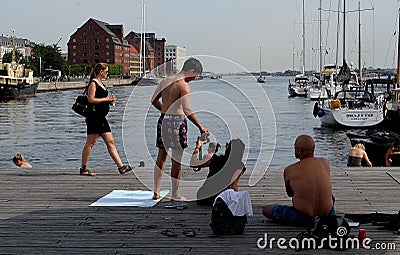 Summer heat waves in danish capital Copenhagen Denmark Editorial Stock Photo