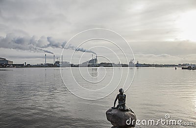 Copenhagen, Denmark - The Little Mermaid Statue. Editorial Stock Photo