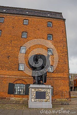 COPENHAGEN, DENMARK: Monument I Am Queen Mary near a building of Royal Cast Collection in Copenhagen Editorial Stock Photo