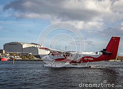 Water plane belonging to Nordic Seaplanes preparing for take-off Editorial Stock Photo