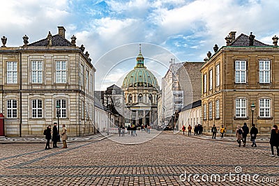 Copenhagen`s attraction is the Frederick Lutheran Church with a huge dome Editorial Stock Photo