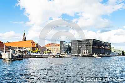 Copenhagen. Denmark. 12. September. 2021. Beautiful modern building of the Black Diamond Library. Copenhagen. Denmark. Sights Editorial Stock Photo