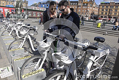 COPENHAGEN ELECTRIC CITY BIKES Editorial Stock Photo