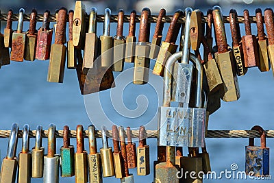 Copenhagen love locks Editorial Stock Photo