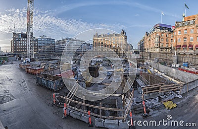 Copenhagen Metro Construction Site Editorial Stock Photo