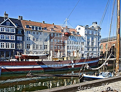 Copenhagen, Nyhavn harbor famous touristic landmark Editorial Stock Photo