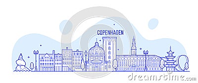 Copenhagen skyline Denmark vector city buildings Vector Illustration
