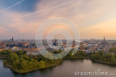 Copenhagen skyline at sunrise Stock Photo