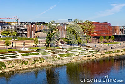 Copernicus Science Centre - Centrum Nauki Kopernik - in Powisle district at Wybrzeze Kosciuszkowskie embankment over Vistula river Editorial Stock Photo