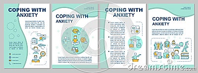 Coping with anxiety disorder mint brochure template Vector Illustration