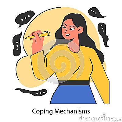 Coping mechanism. Emotional intelligence. Strategy to face of stress Vector Illustration