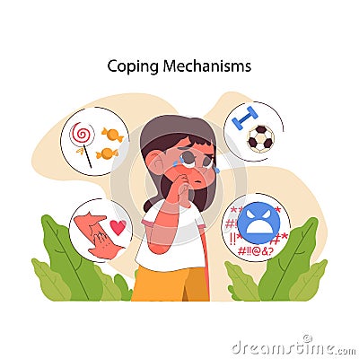 Coping mechanisms concept. Flat vector illustration. Vector Illustration