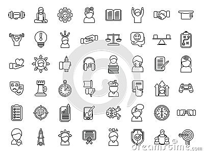 Coping skills icons set outline vector. Love stress Vector Illustration