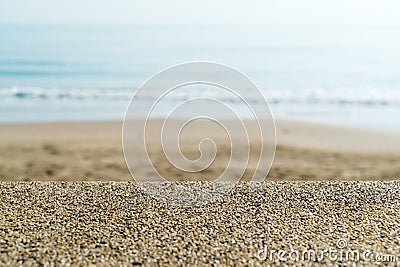 Coping of stone wall with sea and beach blur in background in Prachuap Khiri Khan province, Thailand Stock Photo