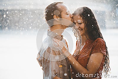 Cople in love hugging and kissing Stock Photo