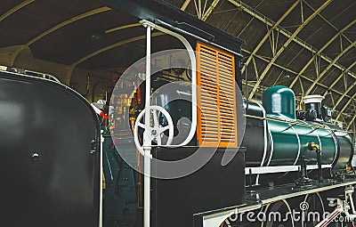 Copper Antique steam train control Stock Photo