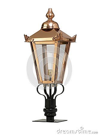 Copper antique style garden lamp Stock Photo