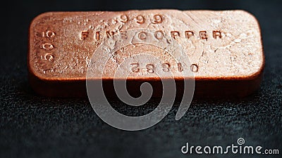 Copper bullion bar collectible money precious metal Stock Photo