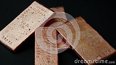 Copper bullion bars for money and precious metal Stock Photo