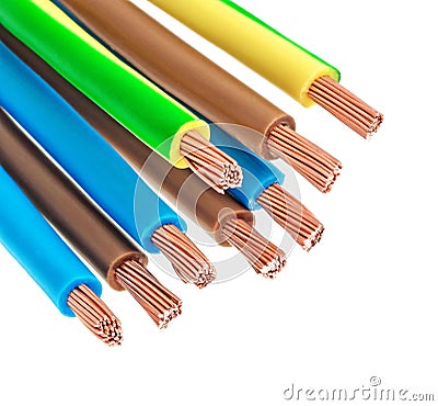 Copper electric wires Stock Photo
