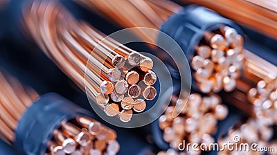 Copper Electrical Cables Close-up Stock Photo