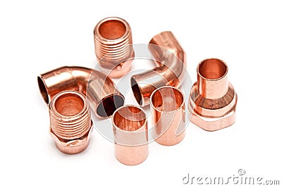 Copper fittings Stock Photo