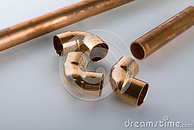 Copper fittings Stock Photo